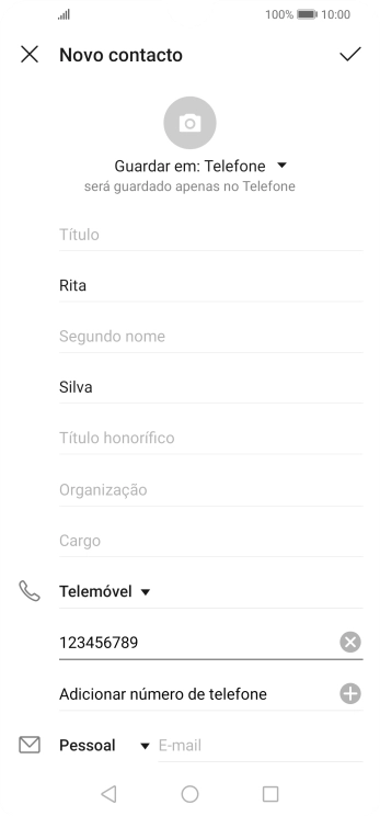 Prima o ícone para aceitar.
