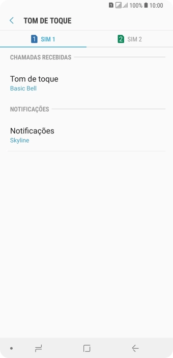 Prima o cartão SIM pretendido.