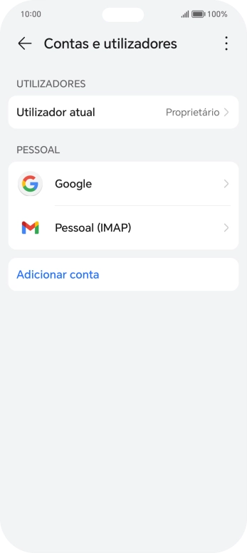 Prima Adicionar conta.