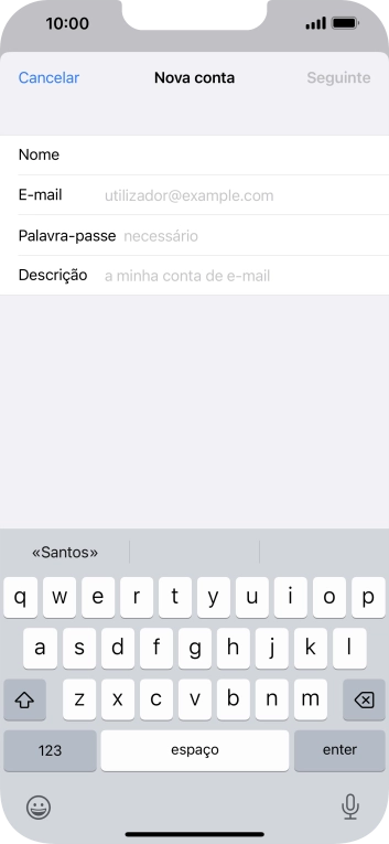 Prima E-mail e introduza o seu endereço de e-mail.