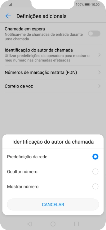 Prima Mostrar número para ativar a visualização do seu número.