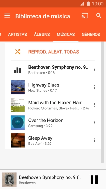 Prima o título da música na parte inferior do ecrã.