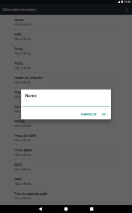 Introduza Vodafone Internet e prima OK.