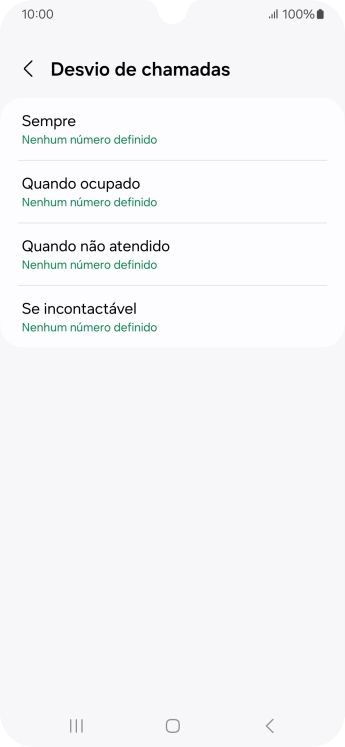Prima o tipo de desvio pretendido.