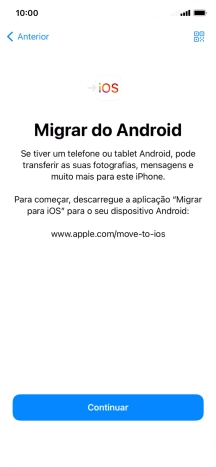 Antes de ser possível transferir conteúdo para o seu telefone, é necessário instalar a app 