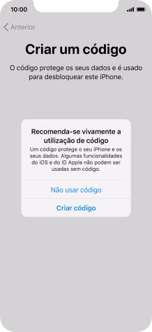 Se desativar a função, prima Não usar código.