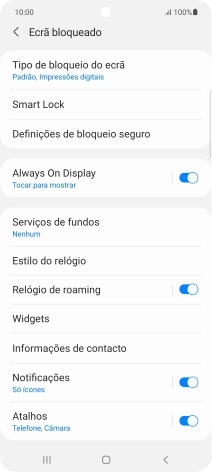 Prima Tipo de bloqueio do ecrã e introduza o código adicional de bloqueio do telefone que criou anteriormente.