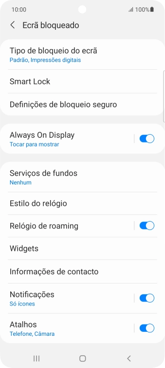 Prima Tipo de bloqueio do ecrã e introduza o código adicional de bloqueio do telefone que criou anteriormente.