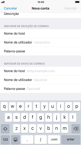 Prima Nome de utilizador e introduza o nome de utilizador da sua conta de e-mail.