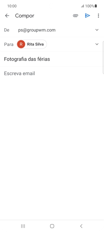 Prima o campo de escrita e escreva o texto do e-mail.