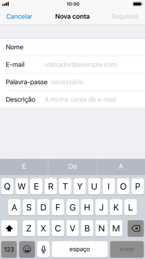 Prima E-mail e introduza o seu endereço de e-mail Vodafone.