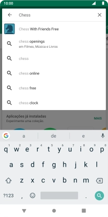 Introduza o nome ou categoria da app pretendida e prima o ícone para pesquisar.