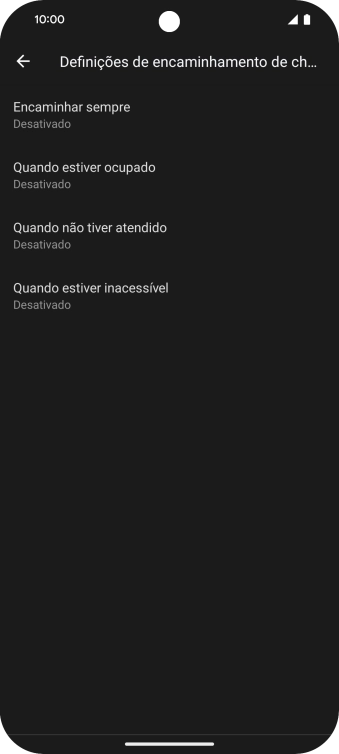 Prima o tipo de desvio pretendido.