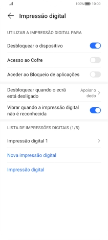 Prima os indicadores junto às definições pretendidas para as ativar ou desativar.