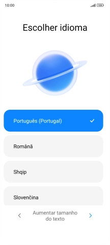 Prima o idioma pretendido.