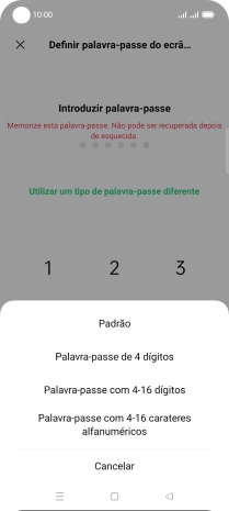 Prima o código de bloqueio do telefone pretendido e siga as indicações no ecrã para estabelecer um código de bloqueio adicional.
