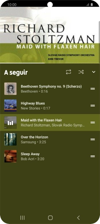 Prima o ícone de reprodução contínua para ativar ou desativar a função.