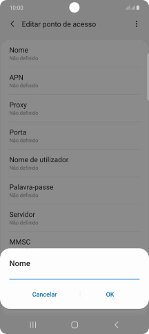 Introduza Vodafone Internet e prima OK.