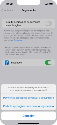 Se desativar a função, prima a definição pretendida.