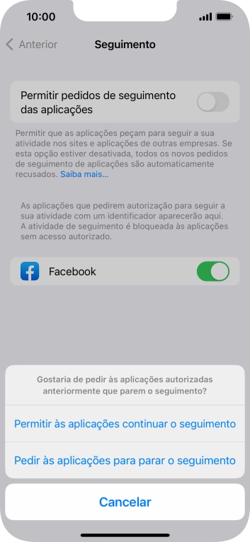 Se desativar a função, prima a definição pretendida.