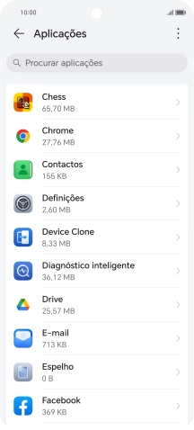 Prima a app pretendida.