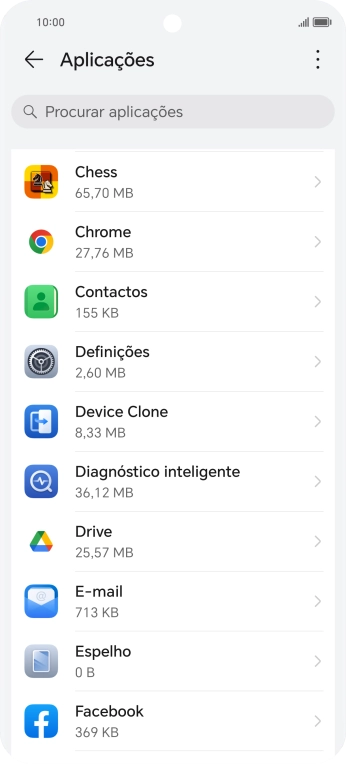 Prima a app pretendida.