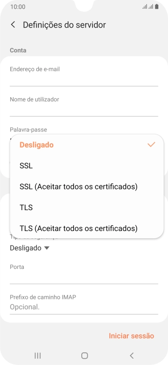 Prima Desligado para desativar a função.