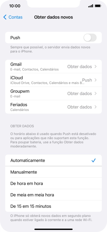 Se desativar a função, prima a definição pretendida.