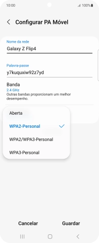 Prima WPA3-Personal para proteger o hotspot Wi-Fi com uma password.