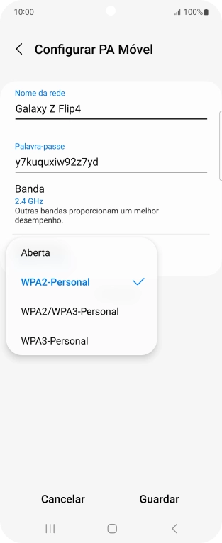 Prima WPA3-Personal para proteger o hotspot Wi-Fi com uma password.
