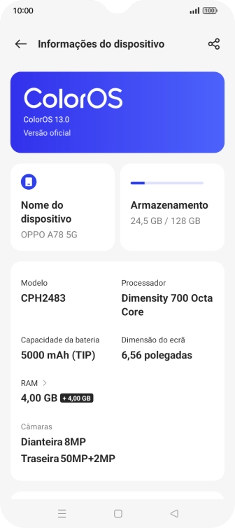 Prima o campo superior. Se existir uma nova versão de software disponível, será agora indicado no ecrã. Siga as indicações no ecrã para atualizar o software do telefone.