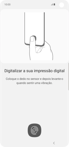 Siga as instruções no ecrã para definir uma impressão digital como código de bloqueio do telefone.