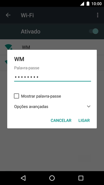 Introduza a password da rede Wi-Fi e prima LIGAR.