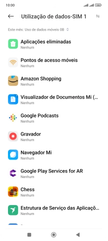 O consumo total de dados para o período escolhido é agora mostrado no ecrã.