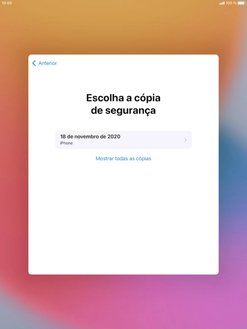 Prima a cópia de segurança pretendida e aguarde enquanto o tablet restaura o conteúdo a partir da cópia de segurança escolhida. Siga as indicações posteriores no ecrã para configurar o tablet de modo que este fique pronto a ser utilizado.