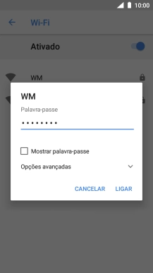 Introduza a password da rede Wi-Fi e prima LIGAR.