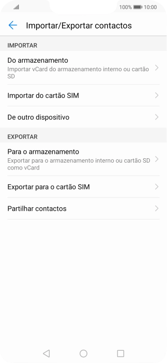 Prima Importar do cartão SIM.