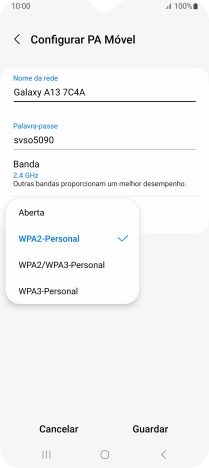Prima WPA3-Personal para proteger o hotspot Wi-Fi com uma password.