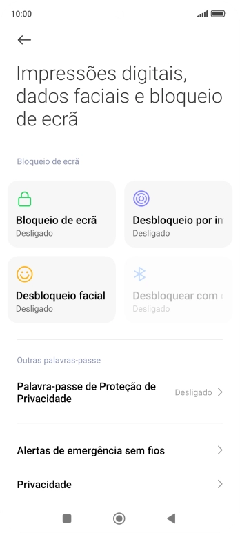 Prima Desbloqueio por impressão digital.