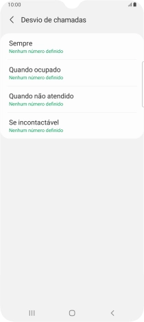 Prima o tipo de desvio pretendido.