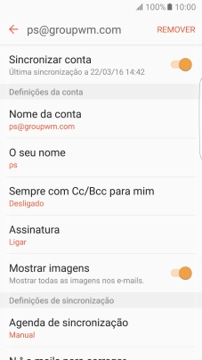 Prima Sincronizar conta para ativar a função.