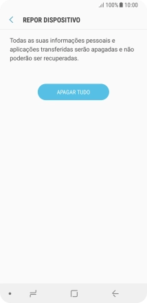 Prima APAGAR TUDO. Aguarde um momento enquanto o telefone restabelece as definições originais. Siga as indicações no ecrã para configurar o telefone de modo que este fique pronto a ser utilizado.