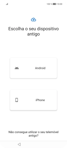 Prima a opção pretendida e siga as indicações no ecrã para transferir conteúdo de outro telefone e completar a ativação do telefone.
