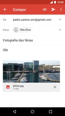 Prima o ícone para enviar quando terminar de escrever o seu e-mail.
