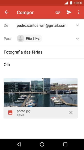 Prima o ícone para enviar quando terminar de escrever o seu e-mail.