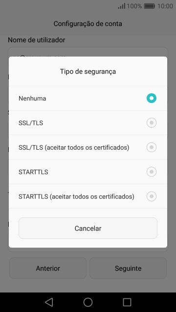 Prima SSL/TLS para ativar a função.