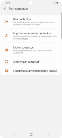Prima Importar ou exportar contactos.