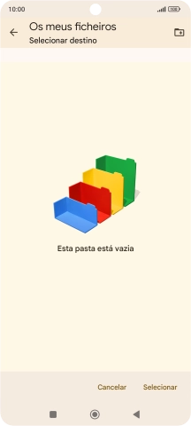 Se quiser criar uma nova pasta, prima o ícone de nova pasta e siga as indicações no ecrã para criar uma nova pasta.