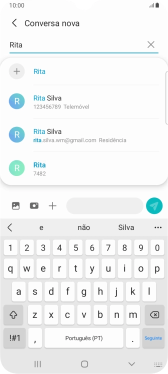 Prima o contacto pretendido.