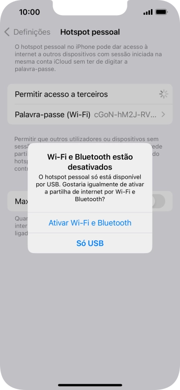 Se o Wi-Fi estiver desativado, prima Ativar Wi-Fi e Bluetooth.